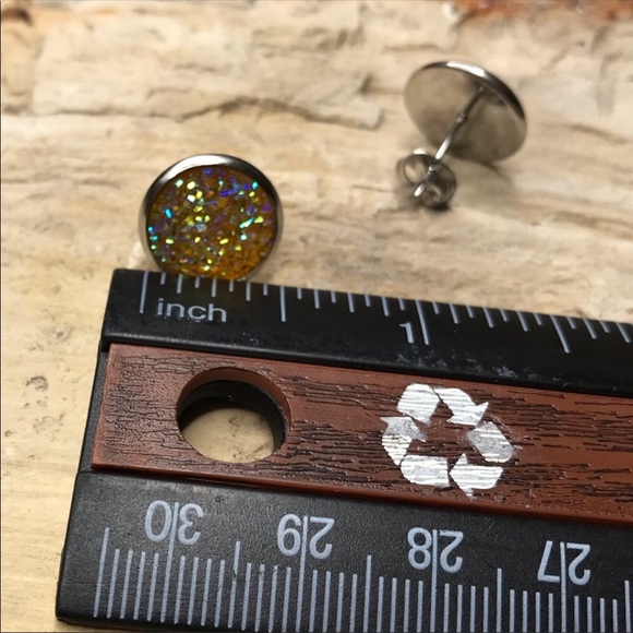 ❤️SOLD❤️ Stainless Steel Round Druzy Earrings - Picture 5 of 10